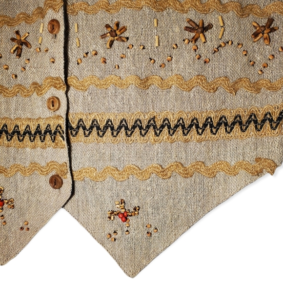 NWT Vintage Deadstock Cotton Natural Embroidered Beaded Embellished Vest - Picture 4 of 8